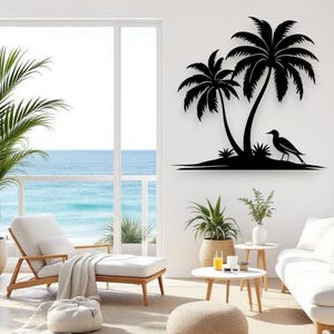 Palm Tree Metal Wall Art - Palm Tree Metal Sign - Family Tree Inspired Art - Metal Palm Tree Wall Hanging - Beach House Wall Hanging