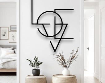 Love Metal Wall Art – Romantic Couple Wall Decor, Minimalist Line Art, Wedding & Anniversary Gift, Modern Bedroom or Living Room Decor