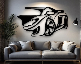 Metal Sports Car Wall Hanging – Man Cave Decoration, Gift for Him, Garage Artwork, Auto Enthusiast Gift, Gift for Him, Car Guy Wall Art