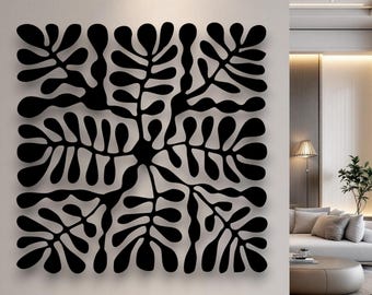 Large Metal Wall Art, Abstract Botanical Leaf Decor, Modern Living Room Wall Sculpture, Line Art Above Bed, Contemporary Home Gift