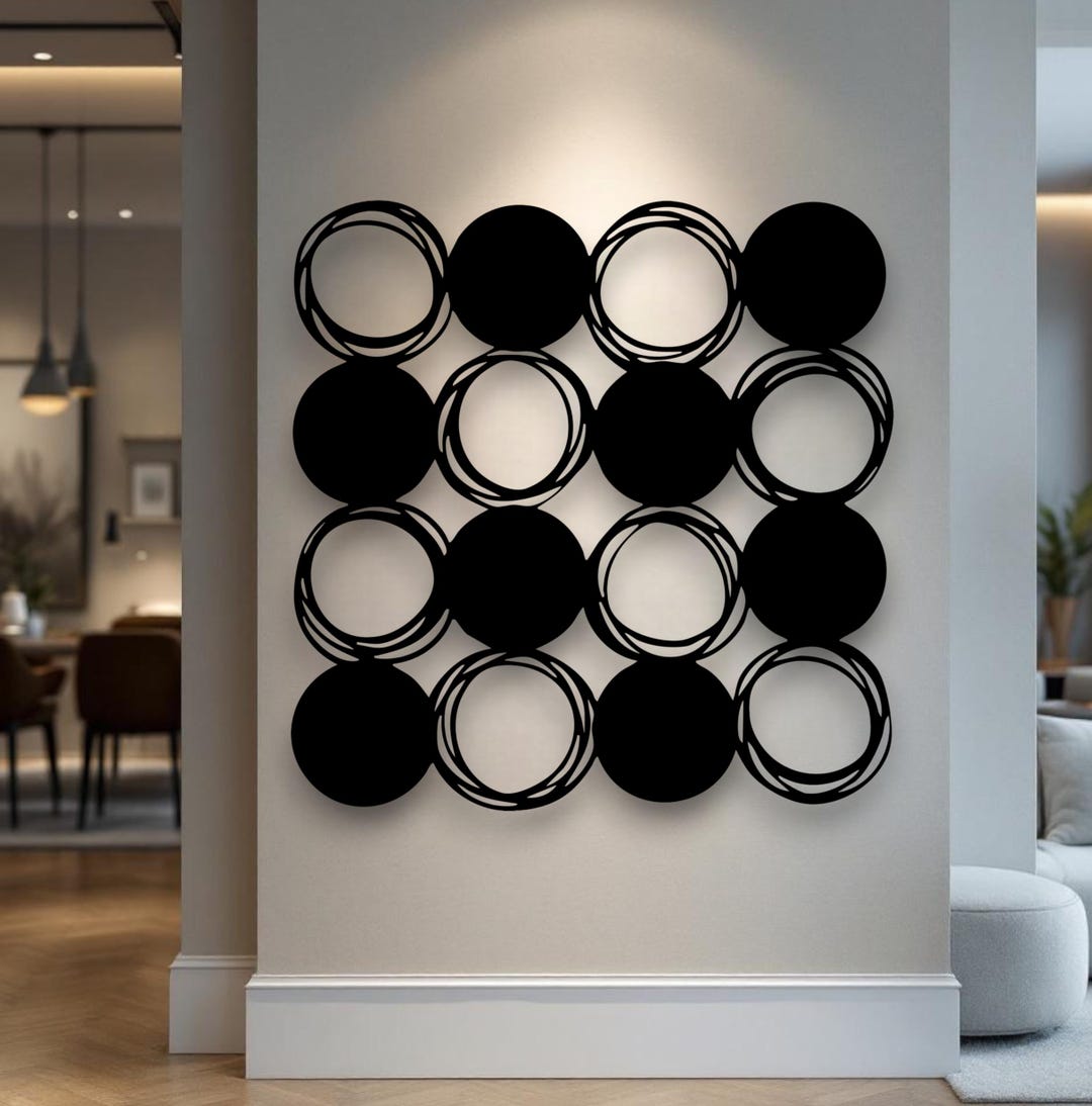 Modern Abstract Circle Metal Wall Art - Geometric Round Wall Decor ...