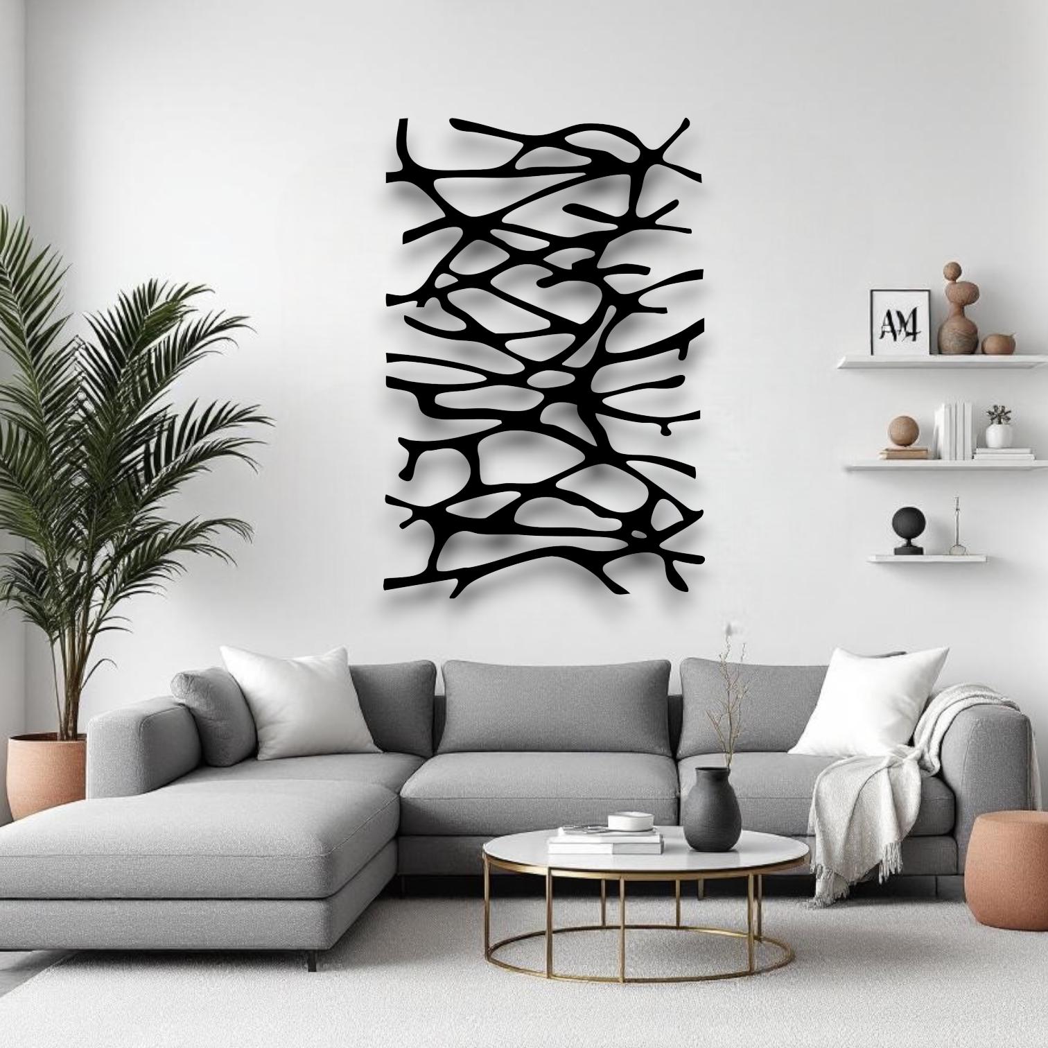 Modern Organic Wall Art – Abstract Tree-inspired Black Metal Decor ...