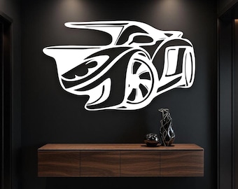 Luxury Sports Car Metal Wall Art – Modern Garage Decor, Automotive Gift, Gift for Him, Car Guy Wall Art, Man Cave Sign