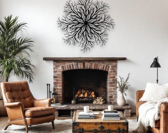 Abstract Round Wall Decor for Fireplace, Above Couch Decor