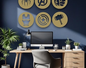 Avengers Wall Decor – 6 Superhero Figures Set for Kids Room, Nursery & Playroom – Hulk, Thor, Spider-Man, Iron Man and Captain America Gift