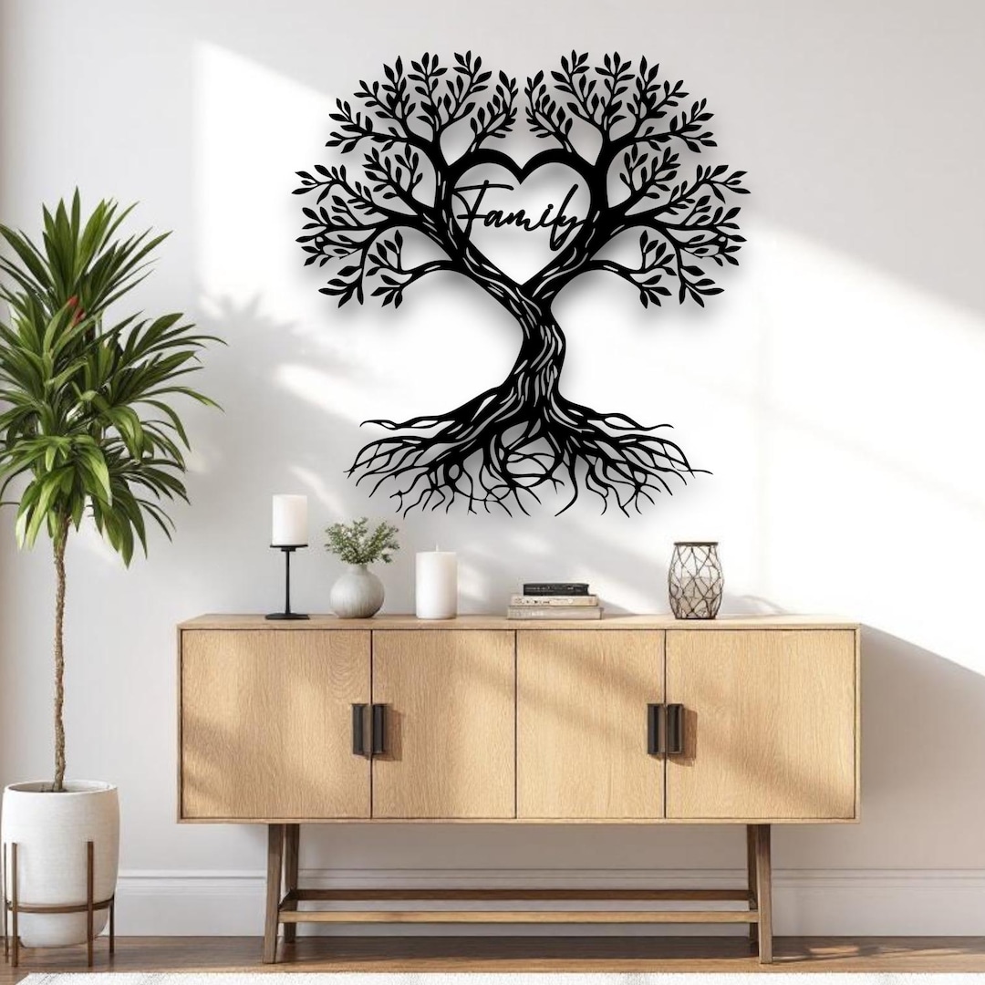 Family Tree Metal Wall Art – Tree of Life Wall Decor, Modern Family ...