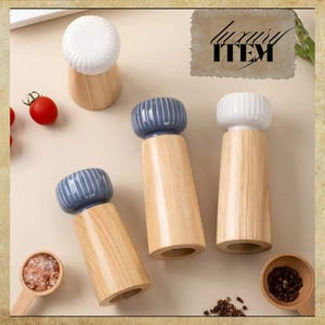 Nordic Wood Salt and Pepper Grinders, Grinder,Salt Shaker, Pepper mill, Pepper Grinder, Set of 2, Made From Wood,Modern Kitchen,Ceramic Mill