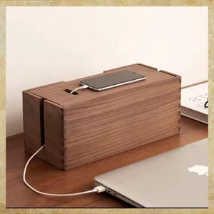 Cable Management Box, Cable Management, Cable Holder, Storage Box, Desk Cable Organizer,Wood Wire Box, Wood Box, Wire Organizer, Wood Recipe