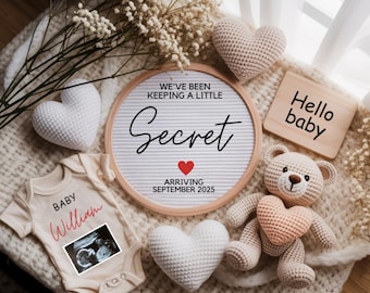 Plantilla personalizable para anuncio de embarazo: Revelación de bebé secreto (descarga digital)