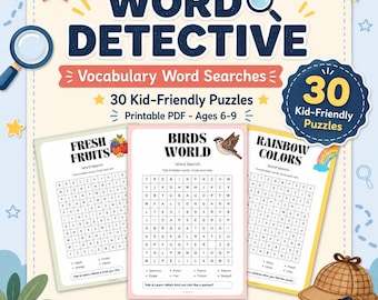 Word Search Worksheets for Kids | Vocabulary Printable PDF | Speech Therapy SLP, Homeschool, Ages 6-9