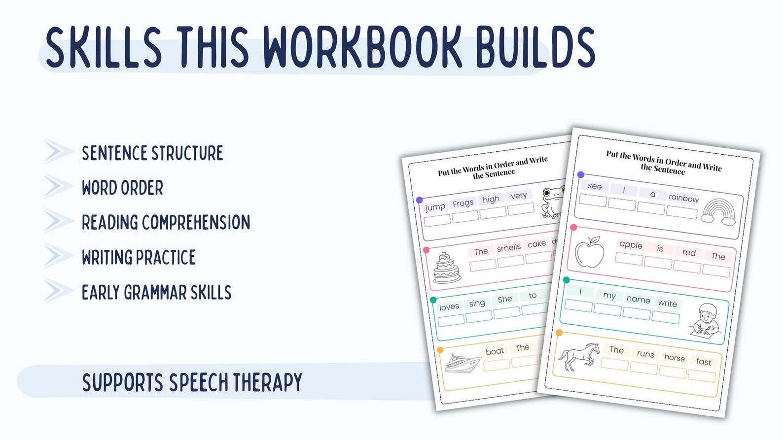 Sentence Building Worksheets | Build a Sentence, Grammar Practice ...
