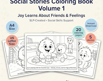 Social Stories Coloring Pages Printable PDF | Autism Social Skills | Captions Included | Landscape