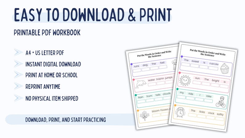Sentence Building Worksheets | Build a Sentence, Grammar Practice ...