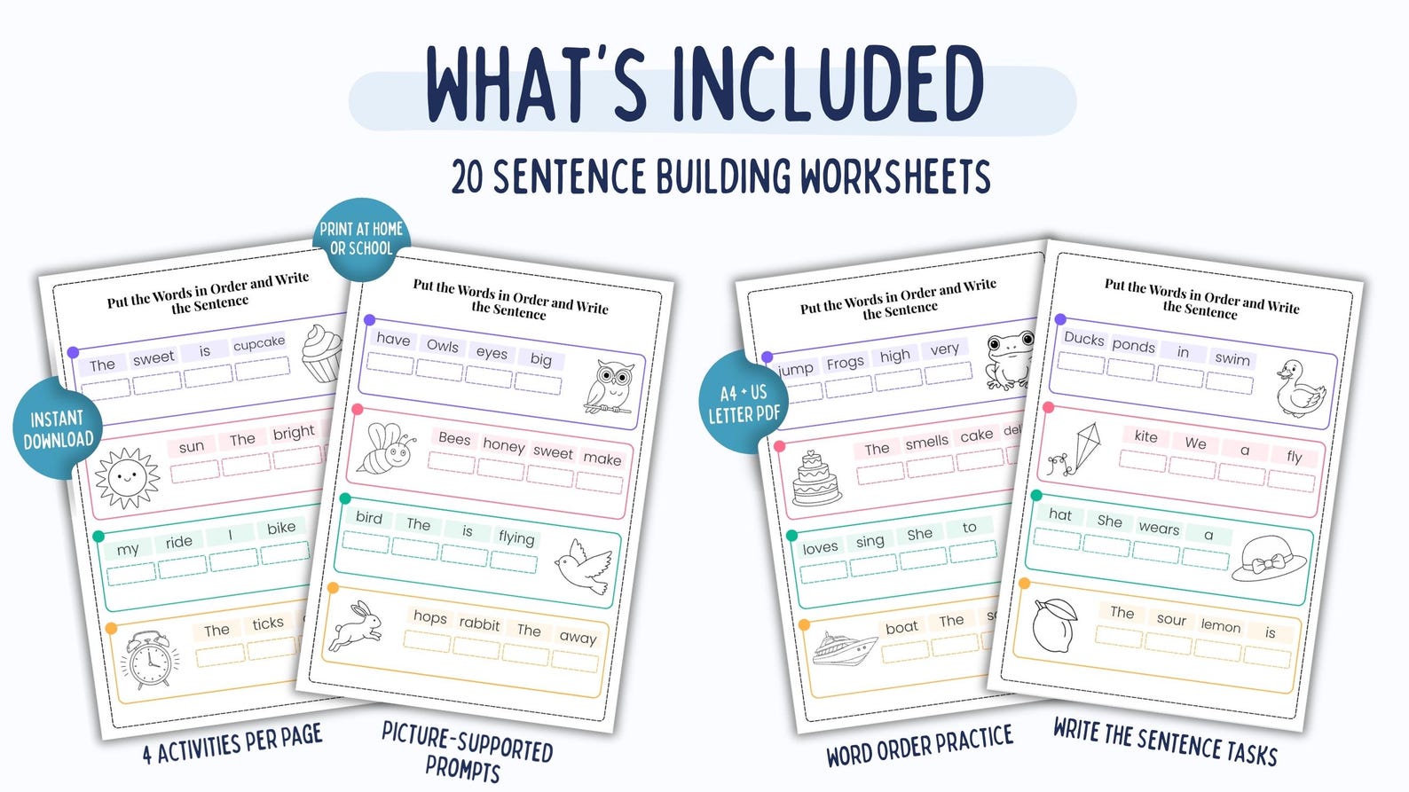 Sentence Building Worksheets | Build a Sentence, Grammar Practice ...