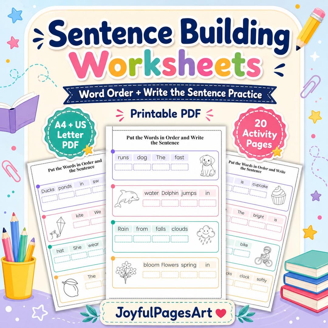 Sentence Building Worksheets | Build a Sentence, Grammar Practice ...