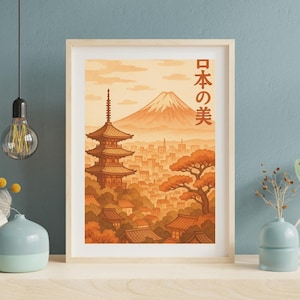 Kyoto Gion Wall Art, Japanese Street Poster with Cherry Blossoms, Japandi Style Decor, Traditional Japan Print, Pagoda Artwork