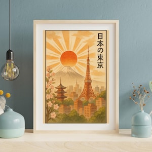 Kyoto Gion Wall Art, Japanese Street Poster with Cherry Blossoms, Japandi Style Decor, Traditional Japan Print, Pagoda Artwork