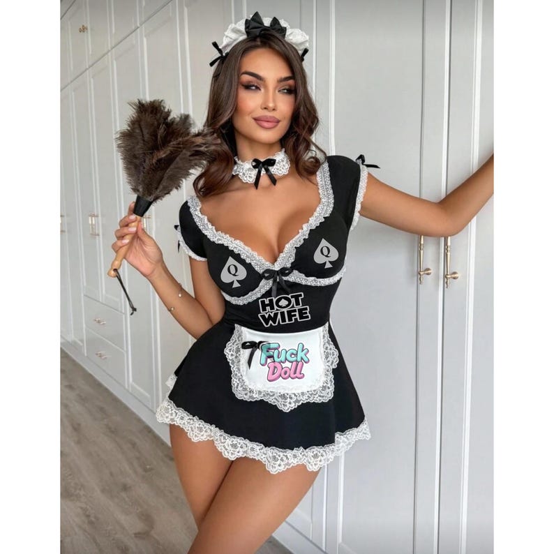 Hotwife QOS 2pcs Costume Lace Trim Bow Patchwork Women Lingerie Set