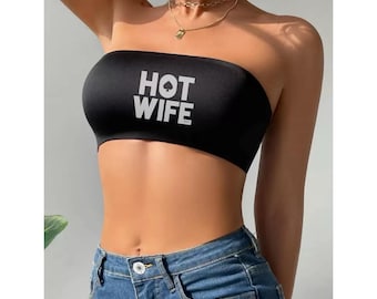 Reggiseno a fascia nero, top senza spalline Hot Wife