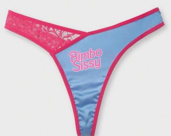 Bimbo Sissy Lace Patchwork Colourblock Sexy Thong, Suitable For Daily Wear