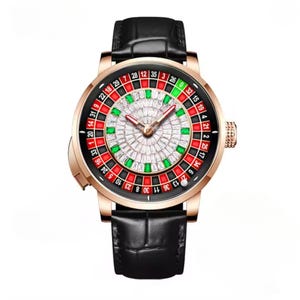 Penguin European Button Roulette Fun Game Sapphire Glass NH35A Mechanical Watch Diamond Dial Leather
