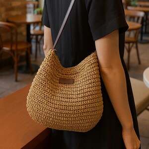 Sac à main bohème en paille pour femme, sac à main d'été en rotin tressé avec pampille, sac à main de plage léger, cadeau pour elle, fourre-tout décontracté chic