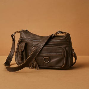 Sac à bandoulière multi-poches de style vintage pour femme, sac à main fourre-tout en toile douce avec fermeture à glissière, sacoche à bandoulière décontractée pour tous les jours de voyage