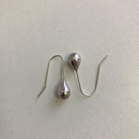 Vintage Silver Earrings, Solid Silver Teardrop Je… - image 7