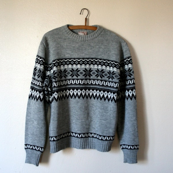 Vintage Sweater / 70's Fair Isle Knit / Men's Large