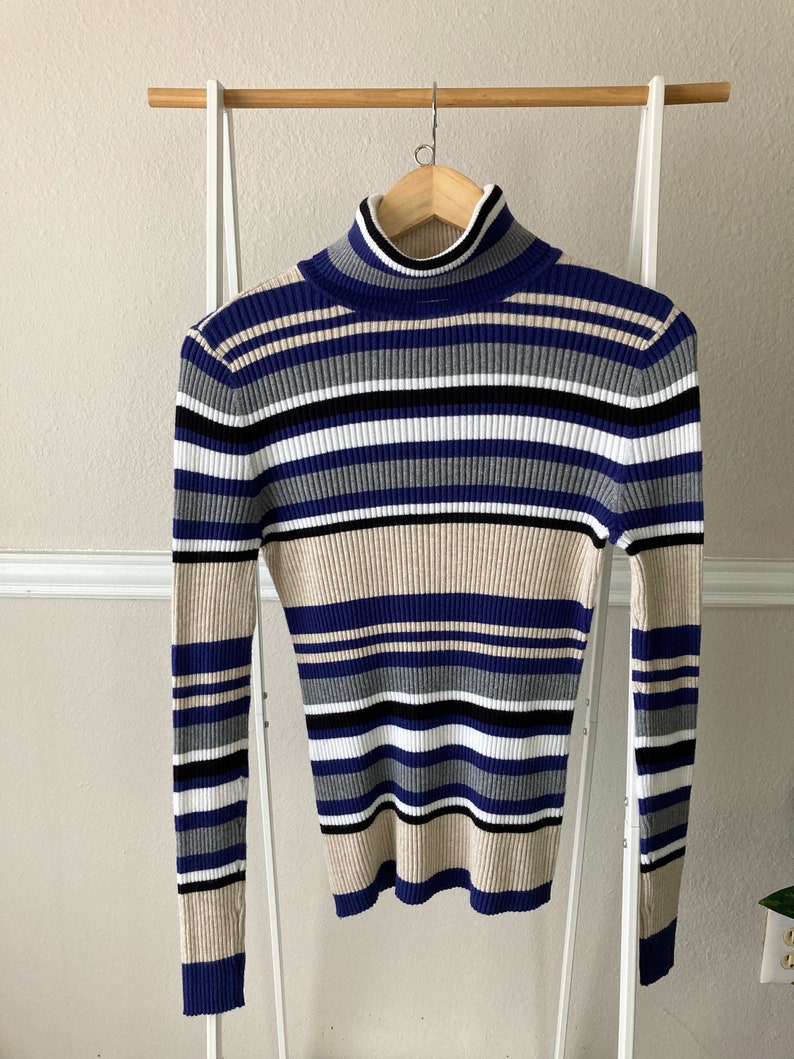 Early 2000s Rainbow Striped Turtleneck