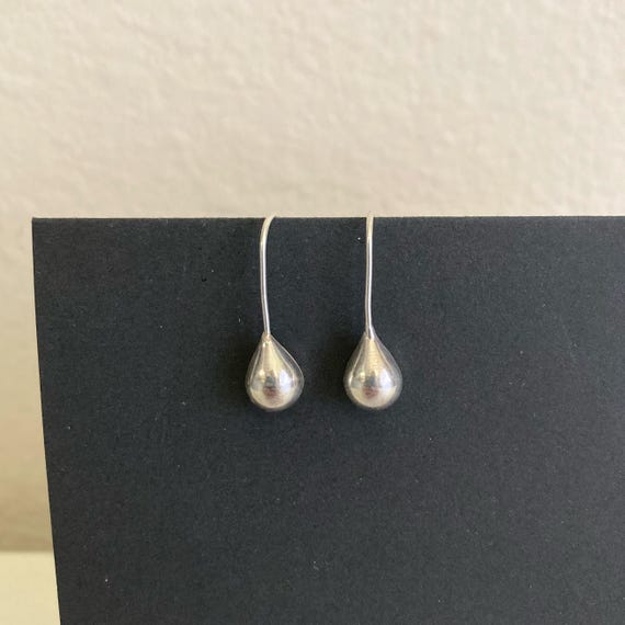 Vintage Silver Earrings, Solid Silver Teardrop Je… - image 1