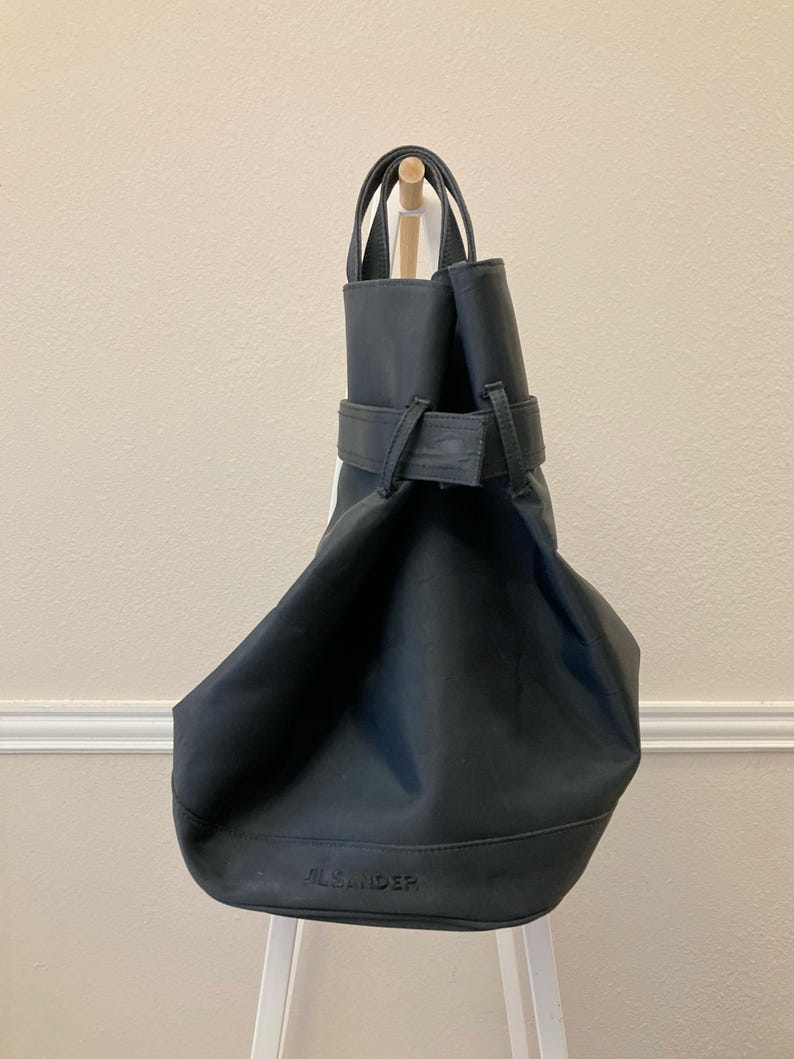 Vintage Tote, JIL SANDER Black Shoulder Handbag Convertible Bag, Authentic Designer Accessories