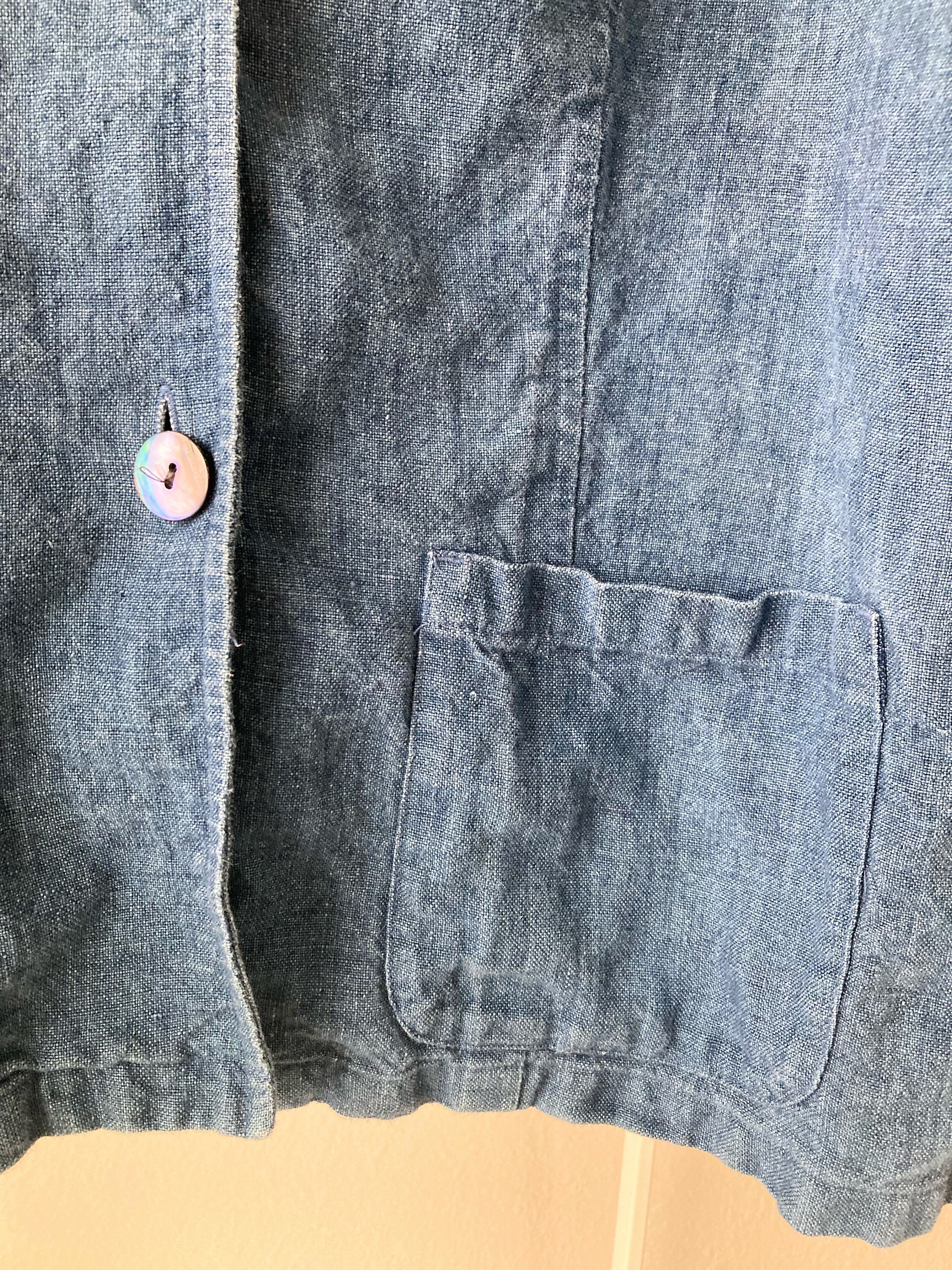 Vintage 90s 00s Linen Jacket / Large Utility Style Work