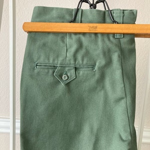 Vintage Work Uniform Workwear Pants / Men’s Size 36 R Army Green Chino Trousers / Zipper fly / Made in USA