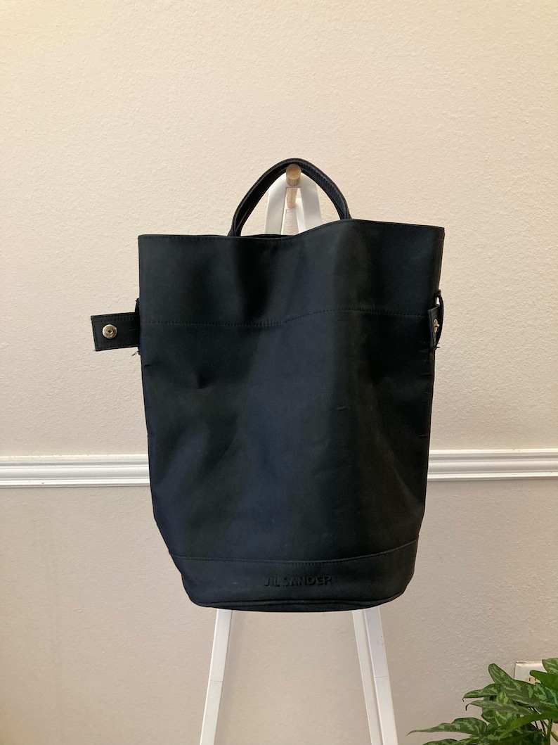 Vintage Tote, JIL SANDER Black Shoulder Handbag Convertible Bag, Authentic Designer Accessories