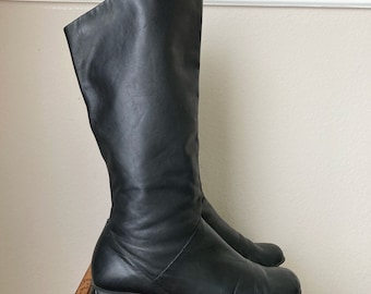 Vintage Leather Boots, Women Size 7.5 Black