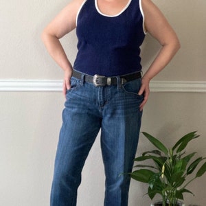 Vintage Y2k Skinny Jeans / 00s 2000s Faded Denim Women Seven Brand / 36 Inch waist hips / Size 10 Straightleg Skinny Easy Fit Cotton Blend