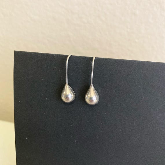 Vintage Silver Earrings, Solid Silver Teardrop Je… - image 2