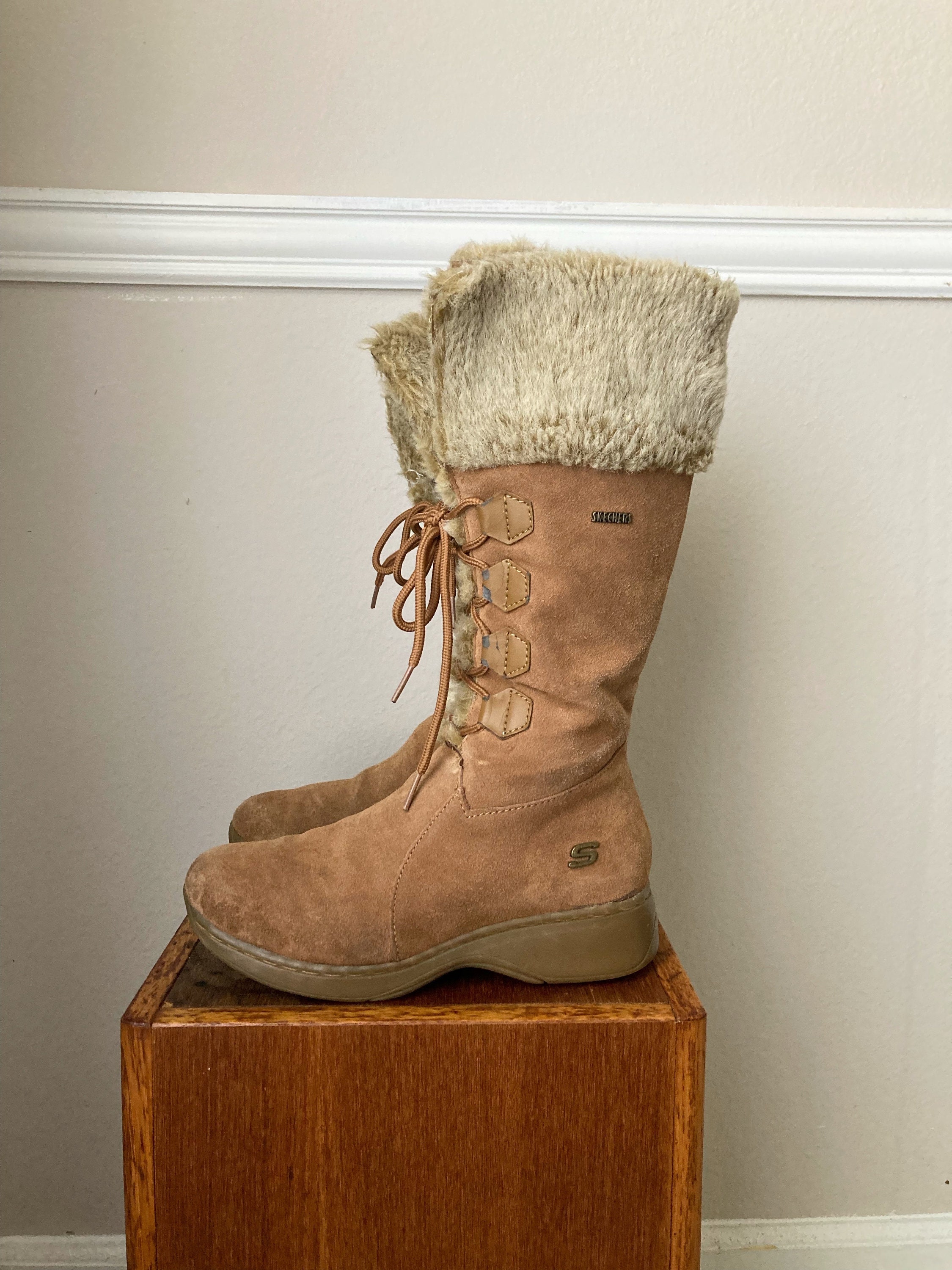 Vintage Winter Boots, Y2K Faux Fur & Suede, Size 7.5 - Etsy display picture 3