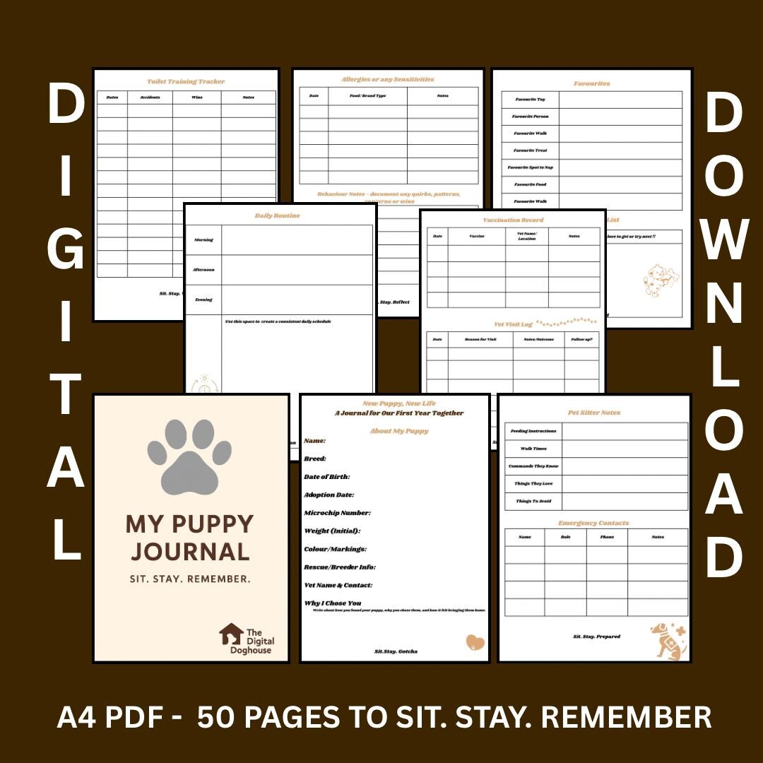 Puppy Journal Printable: Training, Feeding, Vet Tracker (A4 PDF ...