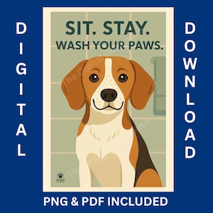 Funny Beagle Bathroom Print: Vintage Dog Wall Art (PNG & PDF Digital Download)