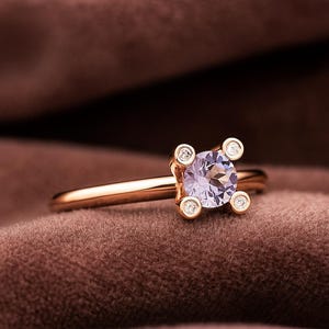 Lavender Amethyst Ring: Rose Gold Vermeil, Minimalist Promise Ring