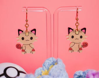 Hand-Painted Mischievous Cat Earrings: Kawaii Anime Acrylic Jewelry