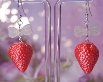 Coquette Strawberry Valentine's Day Earrings