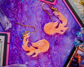 Fire Mana Acrylic Earrings- Fireball , Statement, Fun, Quirky, Unique, Colorful Earrings, MTG, Magic the Gathering