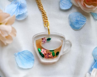 Tea Cup Necklace- Liquid filled