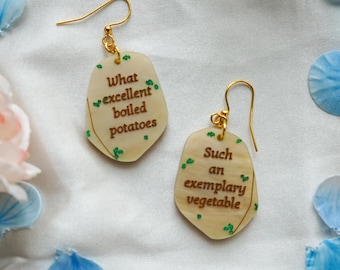 Pride & Prejudice Excellent Boiled Potatoes Earrings- Hypoallergenic, lightweight