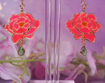 Pink Peony Acrylic Floral Earring