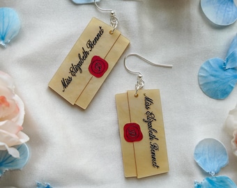 Pride & Prejudice Letter Earrings- Hypoallergenic, lightweight