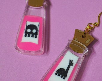 Llama Potion Earrings: Glow in the Dark Acrylic Funny Earrings